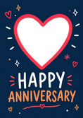 Load image into Gallery viewer, Happy Doodle Heart Photo Upload Anniversary Card