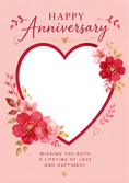 Load image into Gallery viewer, Floral Heart Frame Photo Upload Anniversary Card