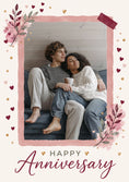 Load image into Gallery viewer, Romantic Watercolour Floral Photo Upload Anniversary Card for Her