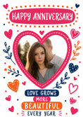 Load image into Gallery viewer, Love Grows More Beautiful Photo Upload Anniversary Card for Her