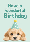 Load image into Gallery viewer, Cute Puppy in Party Hat Wonderful Birthday Card