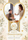 Load image into Gallery viewer, Gold Botanical Heart 60th Photo Upload Anniversary Card