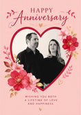 Load image into Gallery viewer, Floral Heart Frame Photo Upload Anniversary Card