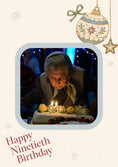 Load image into Gallery viewer, Vintage Christmas Bauble 90th Photo Upload Birthday Card for Her