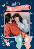Load image into Gallery viewer, Cute Bears and Flowers Photo Upload Anniversary Card