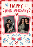 Load image into Gallery viewer, Cheerful Checkered Hearts Two Photo Upload Anniversary Card