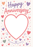 Load image into Gallery viewer, Colourful Hearts Scatter Photo Upload Anniversary Card