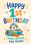 Load image into Gallery viewer, Puppy Pilot Aeroplane Happy 1st Birthday Card