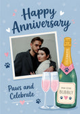 Load image into Gallery viewer, Funny Paws and Celebrate Bubbly Photo Upload Anniversary Card