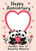 Load image into Gallery viewer, Cute Panda Couple Photo Upload Anniversary Card for Her