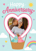 Load image into Gallery viewer, Cute Love Birds Heart Balloon Photo Upload Anniversary Card for Her