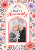 Load image into Gallery viewer, Floral Lovebirds Photo Upload Anniversary Card for Her
