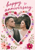 Load image into Gallery viewer, Floral Heart Photo Upload Anniversary Card for Her