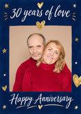 Load image into Gallery viewer, 30 Years of Love Navy Gold Hearts Photo Upload Anniversary Card