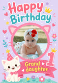 Load image into Gallery viewer, Cute Cat Granddaughter 1st Photo Upload Birthday Card for Her