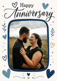 Load image into Gallery viewer, Navy Hearts and Botanical Doodles Photo Upload Anniversary Card
