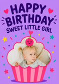 Load image into Gallery viewer, Sweet Little Girl Cupcake Photo Upload Birthday Card for Her