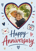 Load image into Gallery viewer, Heart Frame Happy Anniversary Photo Upload Birthday Card