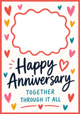 Load image into Gallery viewer, Colourful Hearts Together Through It All Photo Upload Anniversary Card