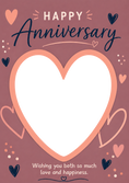 Load image into Gallery viewer, Pink Hearts Photo Upload Anniversary Card for Her