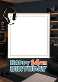Load image into Gallery viewer, Gaming Room Level Up Photo Upload 14th Birthday Card for Him
