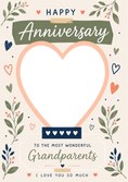 Load image into Gallery viewer, Botanical Hearts Grandparents Photo Upload Anniversary Card