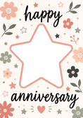 Load image into Gallery viewer, Floral Stars and Flowers Photo Upload Anniversary Card