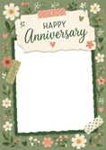 Load image into Gallery viewer, Sage Green Floral Scrapbook Photo Upload Anniversary Card