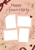 Load image into Gallery viewer, Vintage Stamp Collage 4 Photo Upload Anniversary Card