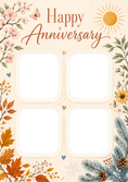 Load image into Gallery viewer, Four Seasons Floral Four Photo Upload Anniversary Card