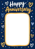 Load image into Gallery viewer, Navy Blue Hearts and Gold Script Photo Upload Anniversary Card