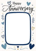 Load image into Gallery viewer, Navy Hearts and Botanical Doodles Photo Upload Anniversary Card
