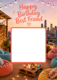 Load image into Gallery viewer, Rooftop Sunset Photo Upload Birthday Card for Best Friend