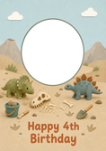 Load image into Gallery viewer, Dinosaur Design Photo Upload 4th Birthday Card