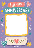 Load image into Gallery viewer, Colourful Doodle Hearts Photo Upload Anniversary Card