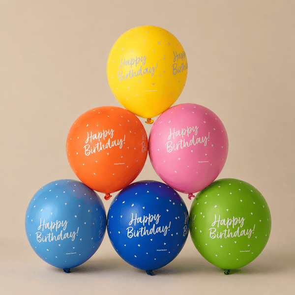 Latex Rainbow Happy Birthday Balloons - Pack of 6