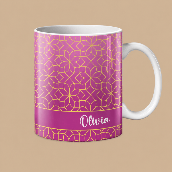Personalised Pink Blossom Name Mug