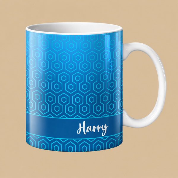 Personalised Blue Hex Name Mug – 11oz