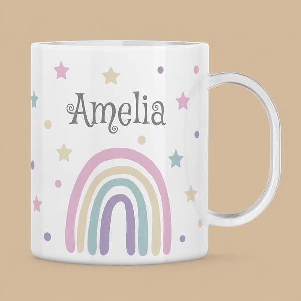 Personalised Rainbow Stars Children’s Mug – Unbreakable Polymer