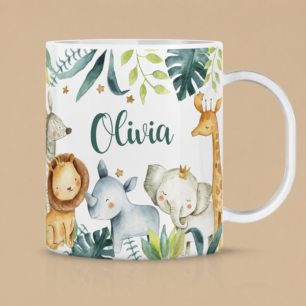 Personalised Safari Animals Children’s Mug – Unbreakable Polymer