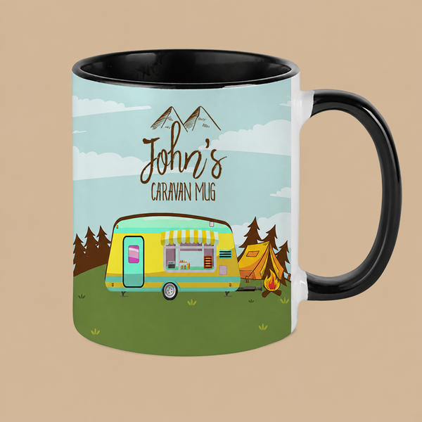 Personalised Caravan Name Mug – Black Interior