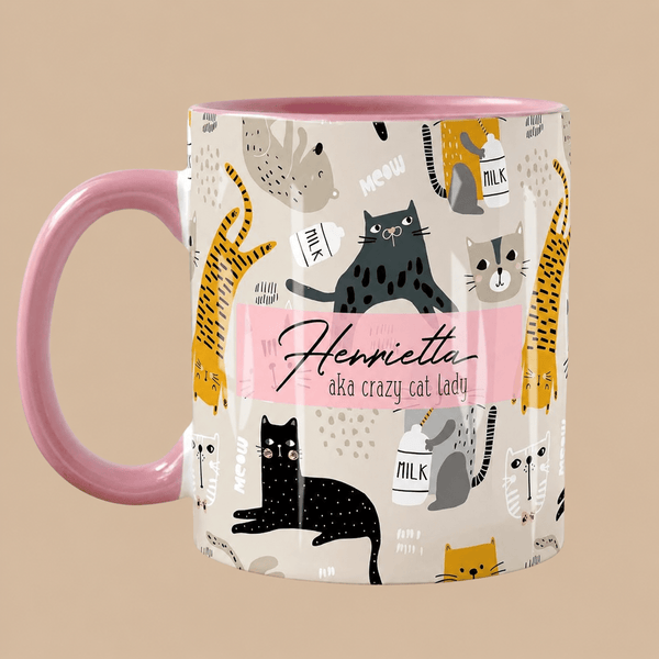 Personalised Crazy Cat Lady Name Mug