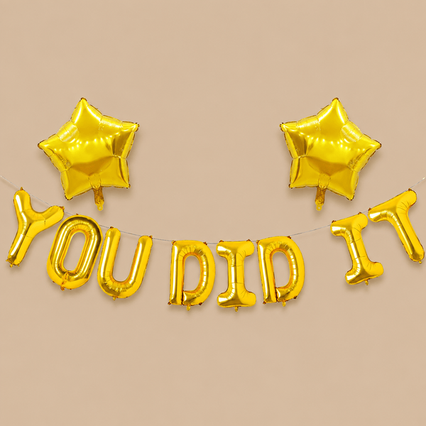 Gold “YOU DID IT” Congratulations Balloon Banner
