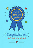 Load image into Gallery viewer, Funny Blue Rosette Well Done Genius Congratulations Card