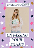 Load image into Gallery viewer, Colourful Stars Passing Exams Photo Upload Congratulations Card for Her