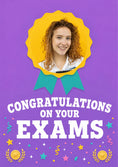 Load image into Gallery viewer, Gold Rosette Medal Photo Upload Congratulations Card for Her