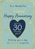 Load image into Gallery viewer, Gold Heart Arrow 30th Anniversary Card for Friend