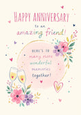 Load image into Gallery viewer, Watercolour Floral Champagne Friend Anniversary Card for Her