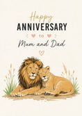 Load image into Gallery viewer, Lion Couple Illustrated Anniversary Card for Mum and Dad