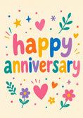 Load image into Gallery viewer, Colourful Floral Hearts Happy Anniversary Card for Her